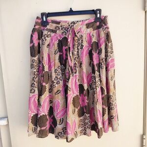 Weekend MaxMara‎ Knee Length Skirt Brown Pink Floral Drawstring